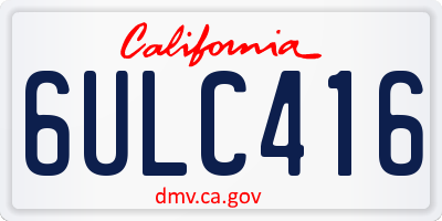 CA license plate 6ULC416