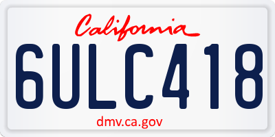 CA license plate 6ULC418