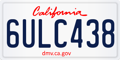 CA license plate 6ULC438