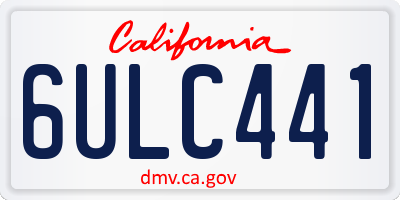 CA license plate 6ULC441