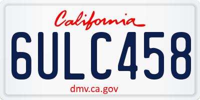 CA license plate 6ULC458