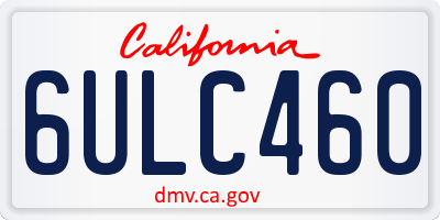 CA license plate 6ULC460