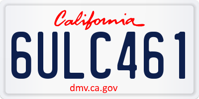 CA license plate 6ULC461