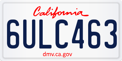 CA license plate 6ULC463