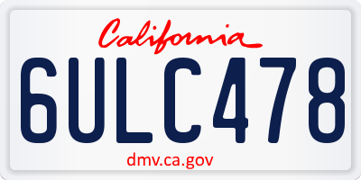 CA license plate 6ULC478