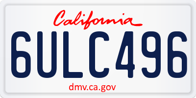 CA license plate 6ULC496