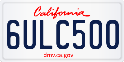 CA license plate 6ULC500