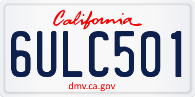 CA license plate 6ULC501