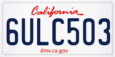 CA license plate 6ULC503