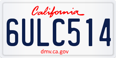 CA license plate 6ULC514