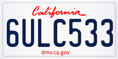 CA license plate 6ULC533