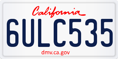 CA license plate 6ULC535
