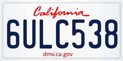CA license plate 6ULC538