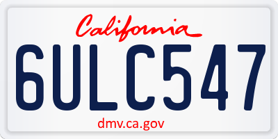 CA license plate 6ULC547