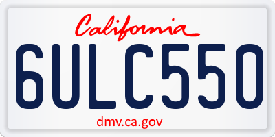 CA license plate 6ULC550