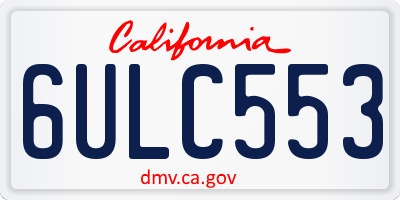 CA license plate 6ULC553