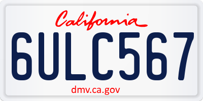 CA license plate 6ULC567