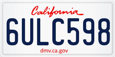 CA license plate 6ULC598