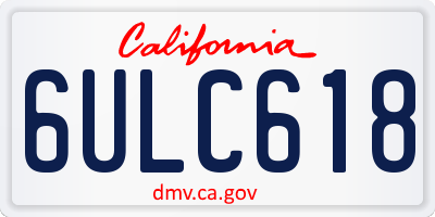 CA license plate 6ULC618