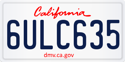 CA license plate 6ULC635