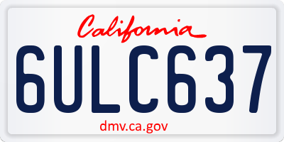 CA license plate 6ULC637