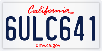 CA license plate 6ULC641