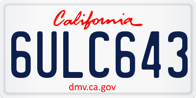 CA license plate 6ULC643