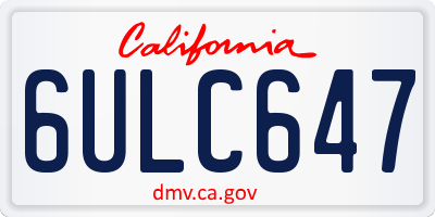 CA license plate 6ULC647