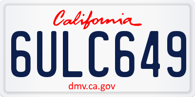 CA license plate 6ULC649