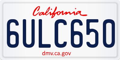 CA license plate 6ULC650