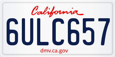 CA license plate 6ULC657