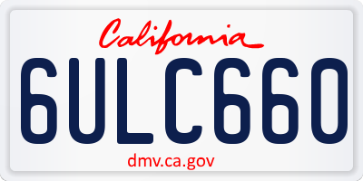 CA license plate 6ULC660