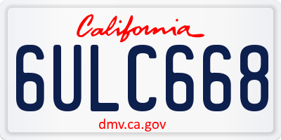 CA license plate 6ULC668