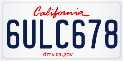 CA license plate 6ULC678