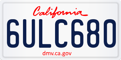 CA license plate 6ULC680