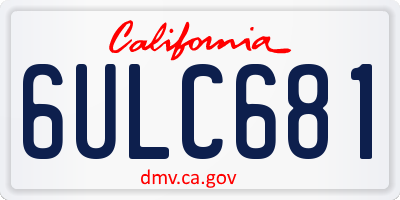 CA license plate 6ULC681