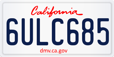 CA license plate 6ULC685