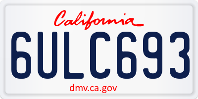 CA license plate 6ULC693