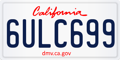CA license plate 6ULC699