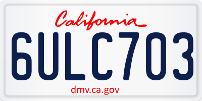 CA license plate 6ULC703