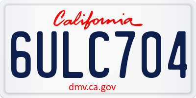 CA license plate 6ULC704