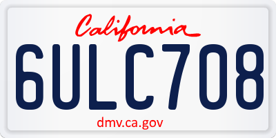 CA license plate 6ULC708