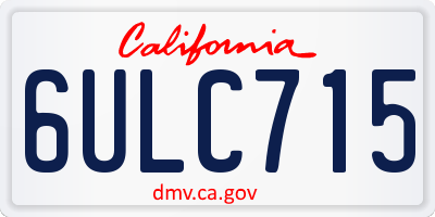 CA license plate 6ULC715