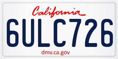 CA license plate 6ULC726
