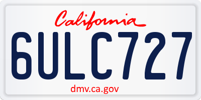 CA license plate 6ULC727