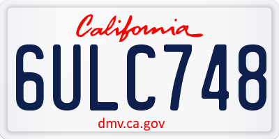 CA license plate 6ULC748