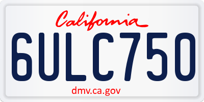 CA license plate 6ULC750