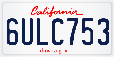 CA license plate 6ULC753