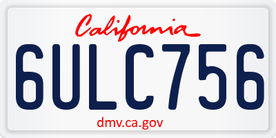CA license plate 6ULC756