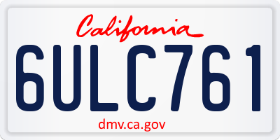 CA license plate 6ULC761
